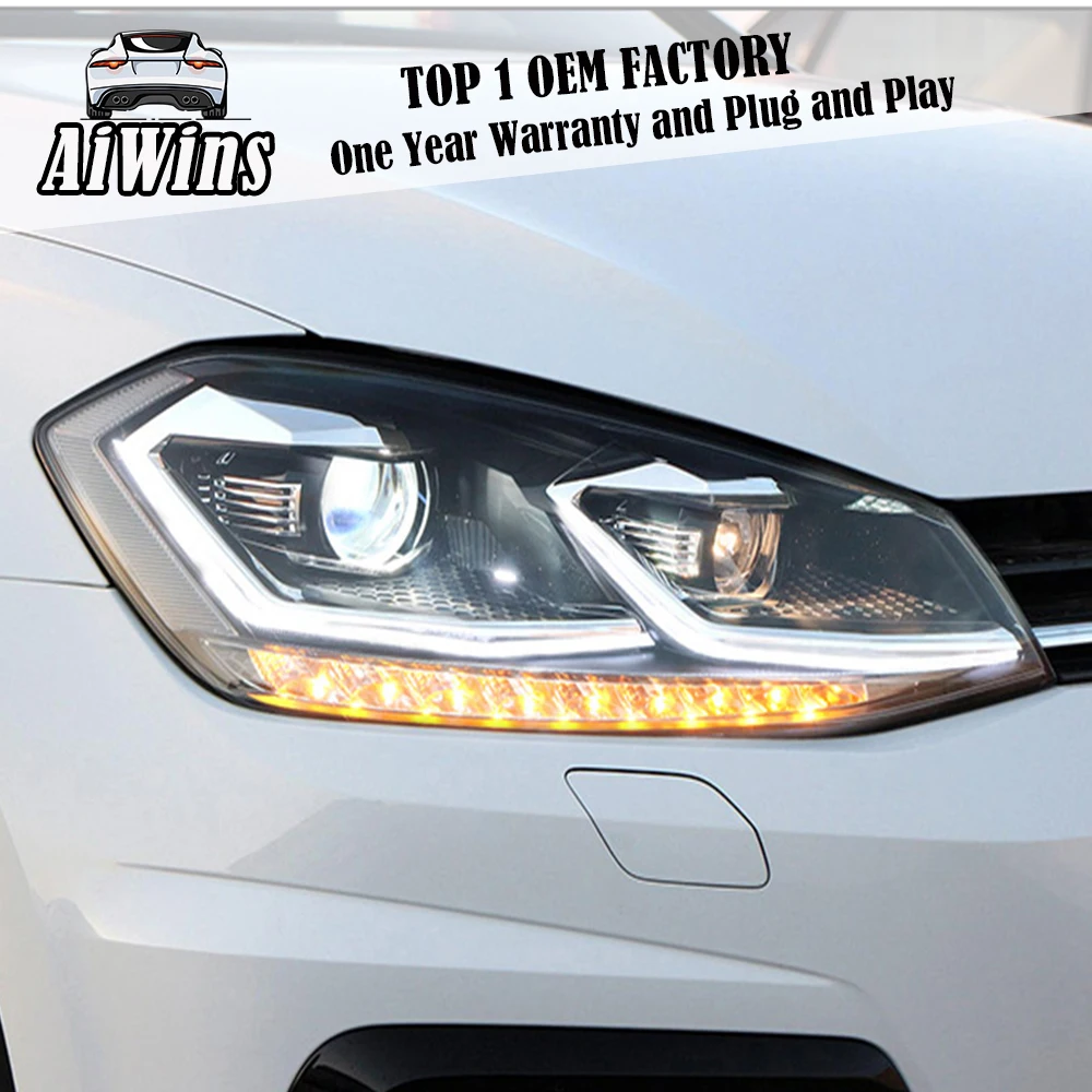 Headlights For VW Golf 7 MK7 Headlight 2018 golf7 Headlamp Double U LED