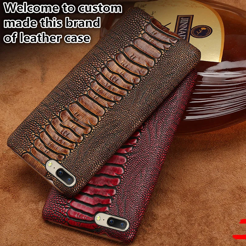 TZ06 Ostrich foot pattern genuine leather half case for font b OnePlus b font font b