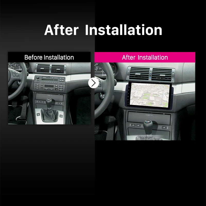 Discount Harfey Android 8.0 9"Car multimedia player GPS navigation For BMW 3 Series M3 E46 316i 318i 320i 323i 325i support Bluetooth 5