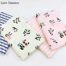 Хлопок мультфильм Розовый Бежевый панда синяя полоса звезда саржа ткань для простыни одежда платье Домашний декор лоскутное ремесло