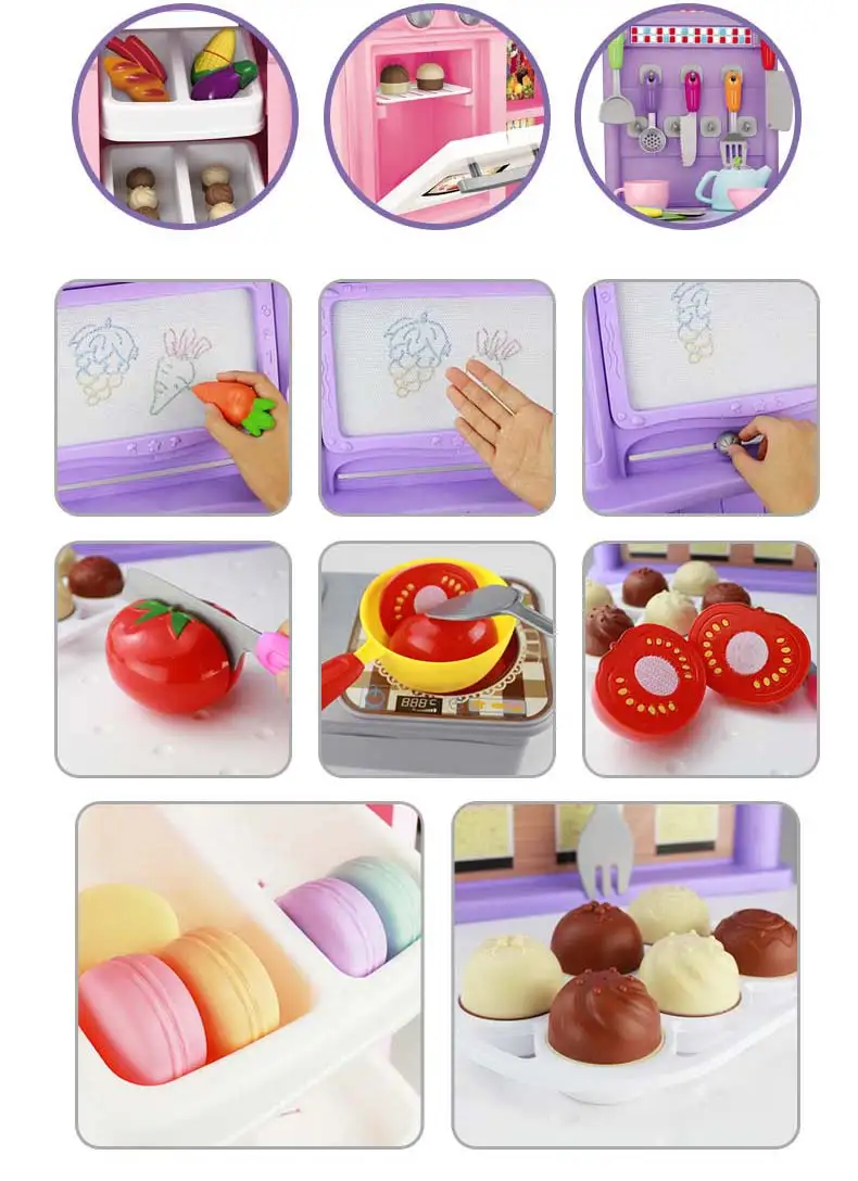 Многофункциональные 70 шт. Детские кухонные игрушки, имитация приготовления пищи, пластиковые игрушки для торта, набор овощей, подарок