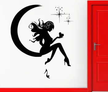 

Wall Sticker Vinyl Decal Girl Fairy Moon Star Dreams Teen Decor Removable Vinyl Wall Stickers For Kids Room Vinilos Parede