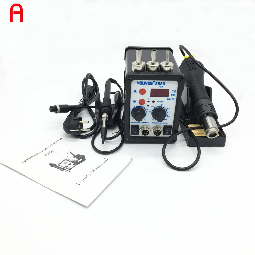 Оригинальная паяльная станция EU/US 220 V/110 V 700 W YOUYUE 8586 2 в 1 SMD паяльная станция горячего воздуха+ электрическая железная паяльная станция