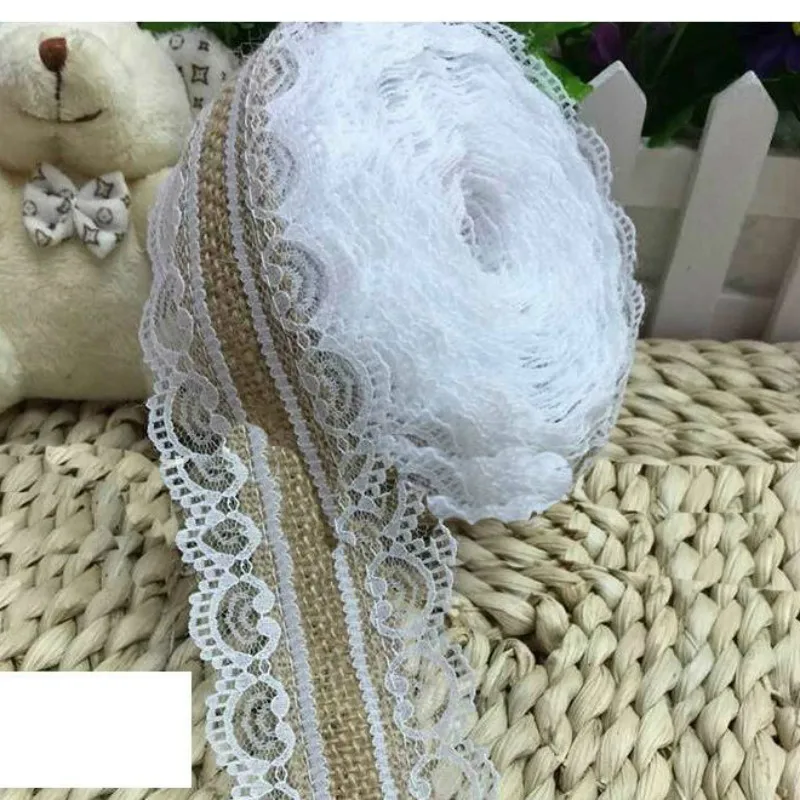 Экологическая Diy дентель рождественское кружево для рукоделия джут с обеих