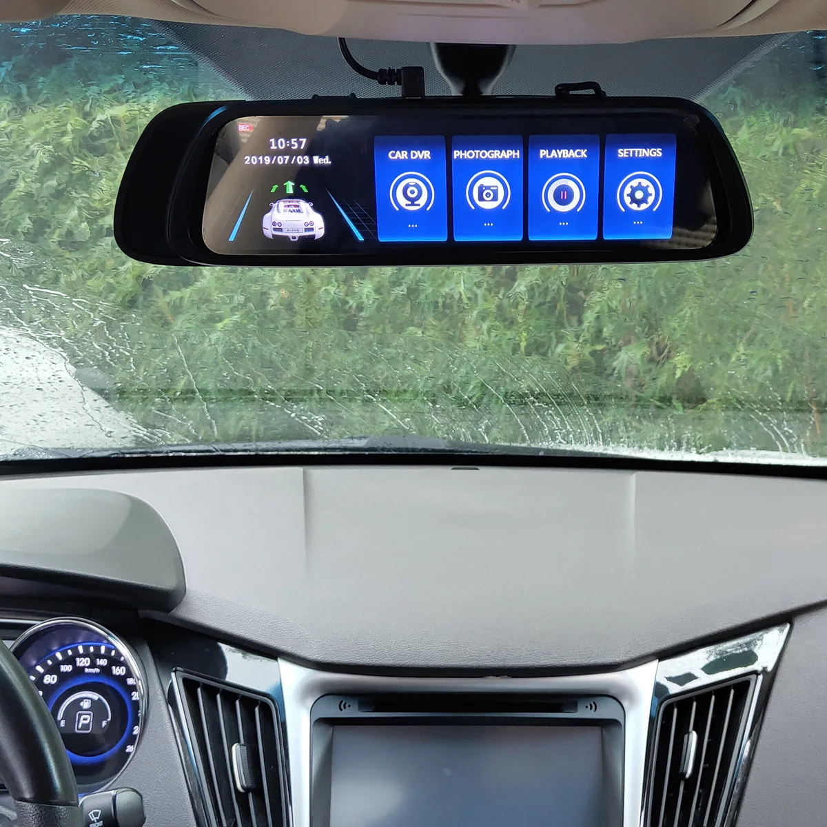  SZDALOS 10'' 1080P Car Rearview Mirror camera Dash Cam Dual Lens 1080P DVR Backup Camera