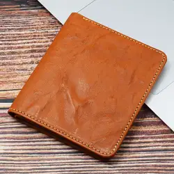 Для мужчин из натуральной кожи Винтаж короткий бумажник с карманом для монет кошелёк для карт денег сцепления складывающийся вдвое тонкий