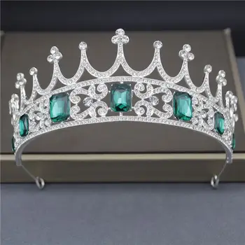 

Cenmon Green Crystal Bridal Crown For Women Rhinestone Pageant Tiaras Diadem Hair Ornament Prom Wedding Hair Jewelry 2019 New