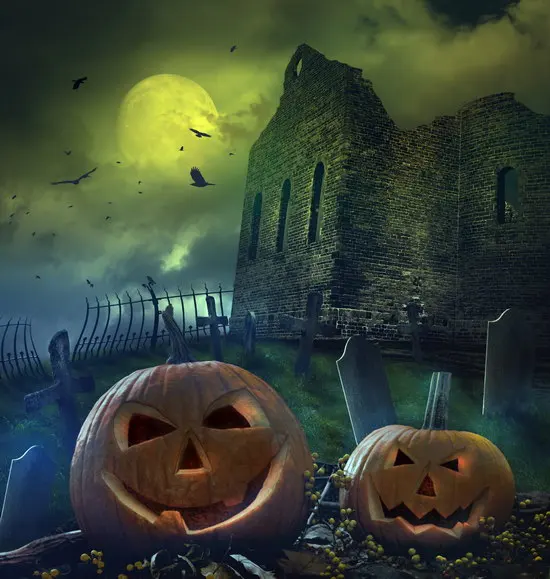 Pumpink череп Фото фоны для Хэллоуина кирпичный замок фотографии фотостудии Портрет