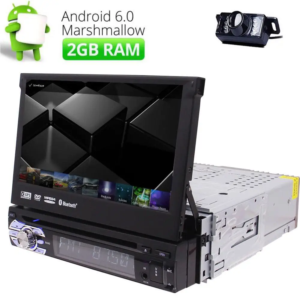 Top 7" Android 6.0 Single 1 Din Car Radio Stereo GPS OBD2 3G DAB+ Bluetooth+CAMERA 1