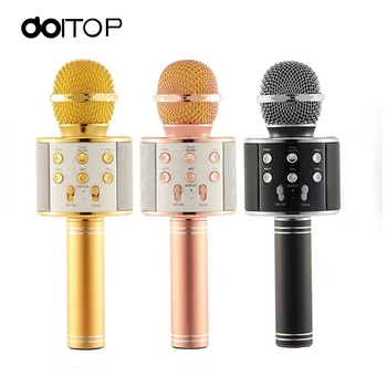 

DOITOP Wireless Microphone Magic Karaoke Microphone For Smart Phone PC WS858 MIC BT Speaker Record Music Microfone Player