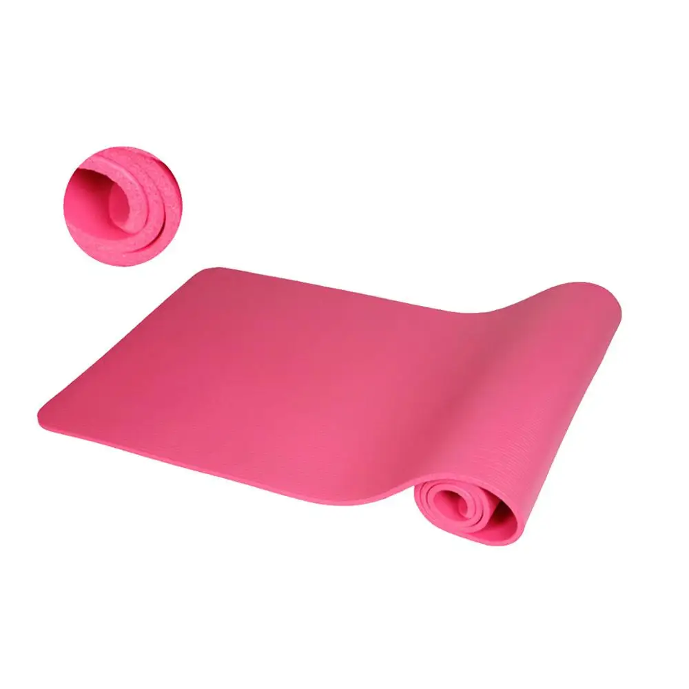 Фитнес путешествий Упражнение 10 мм толстая нескользящая подошва yoga коврик Похудение прочные домашние(Акция: отправка сумка для Йога-коврика бесплатно - Цвет: Розовый