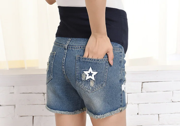 Летом звезда для беременных шорты джинсовые короткие брюки для беременных Регулируемая живота поддержки беременность шорты