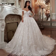 Роскошное бальное платье с открытыми плечами и коротким рукавом, расшитое бисером и стразами, свадебные платья размера плюс, Vestido De Noiva Princesa