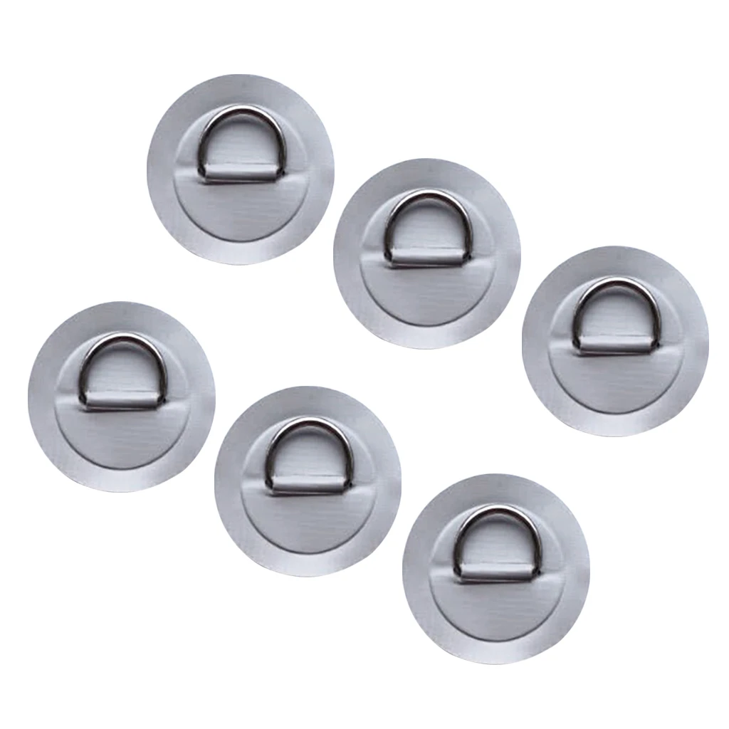 6 pcs/set 3.15' 316 Stainless Steel D Ring Pad/Patch for PVC Inflatable Boat Raft Dinghy Canoe Kayak Surfboard SUP Rowing Boats