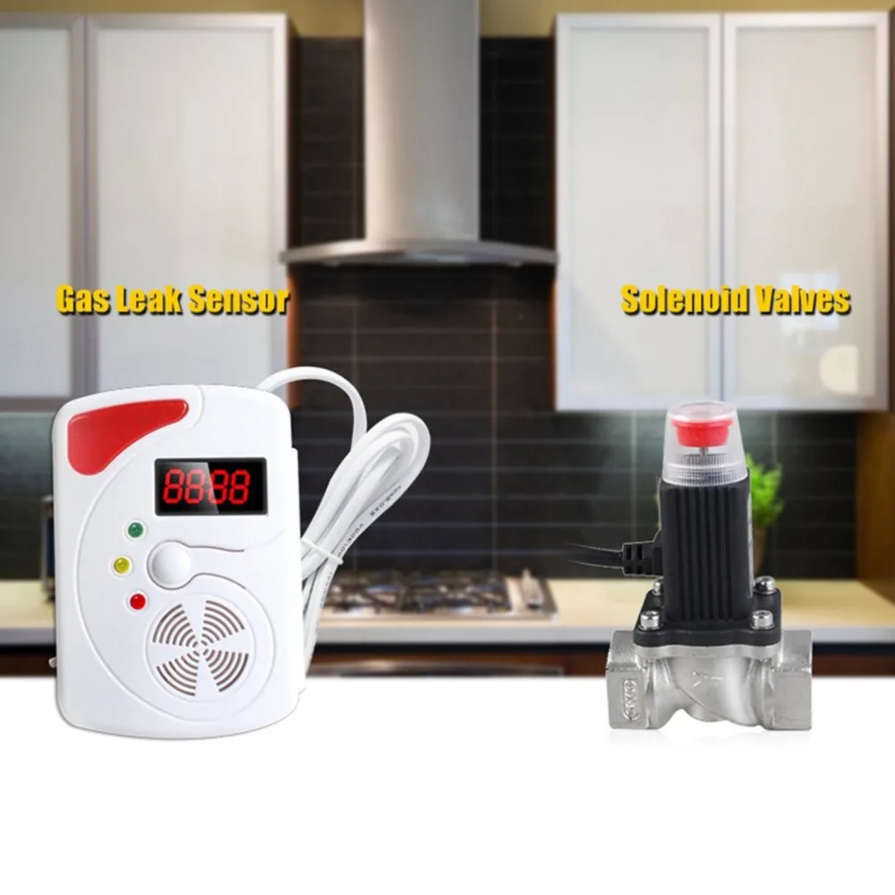 

Smart Voice Gas Leakage Detector Digital Display LPG Detecting Device With Driven Solenoid Valve Alarm Sensor High Sensitivity