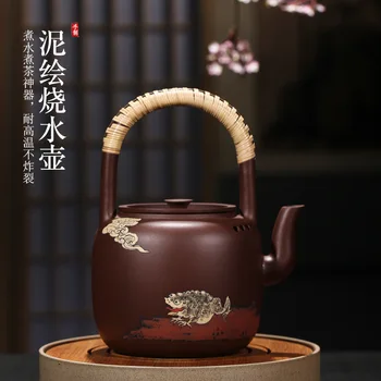 

Pot Electric Pottery Teapot Toad Coloured Drawing Or Pattern Dark-red Enameled Pottery Teapot Full Manual Famous Handle Kettle
