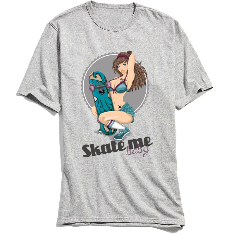 Skate Me Tops Tees 2018 Fashion O Neck Camisa Short Sleeve 100% Cotton Men T-Shirt Printed Tee Shirt Wholesale Skate Me grey