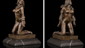 

Art Deco Sculpture Naked Woman Nude Girl Erotic Bronze Statue Signed