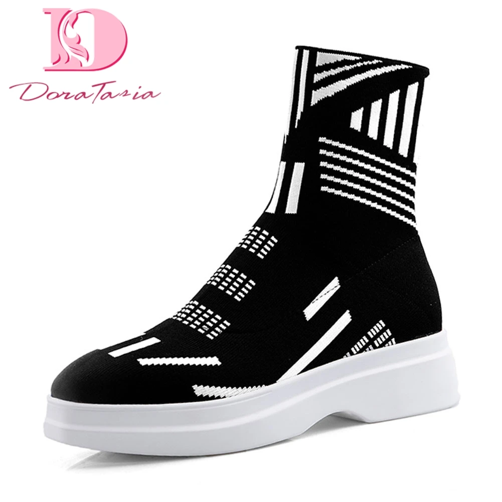 

Fashion Plus Size 33-43 Ladies Heels Comfortable INS Shoes Woman Casual Soft Autumn Winter Ankle Boots Women Shoes Sock Boots