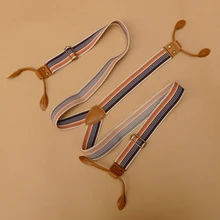 3,0 см шириной 6 шт подтяжки на кнопках из натуральной кожи подгоняемый эластичный подтяжки брюки подтяжки с декоративная пуговица