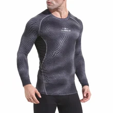 Фитнес компрессионная Мужская футболка для бодибилдинга с длинным рукавом футболка спортивные топы дышащие быстросохнущие Спортивная одежда для бега плюс размер