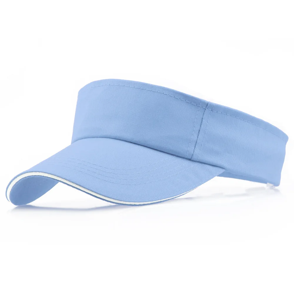 Summer 100% Cotton Visors Hat Women Men's Sandwich Bill Sun Visor Cap Golf Running Sports Black Orange Navy Sky Blue Red 4