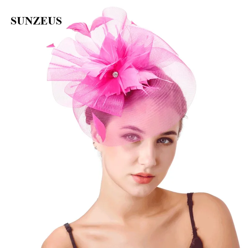 White Wedding Hats for Bridal Feathers Beaded Elegant Fascinators for Women Formal Party Hair Accessories SH44