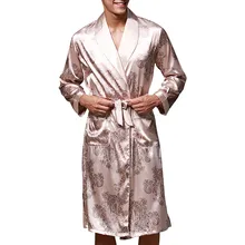 Модная атласная шелковая пижама, мужской халат, халат с длинными рукавами, халат с принтом китайского дракона, халат, одежда для отдыха#35