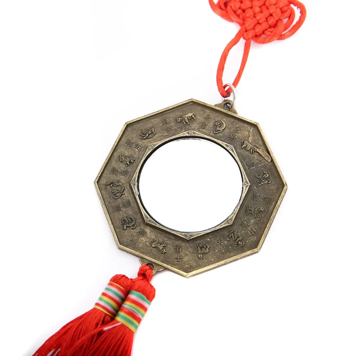 7cm Chinese Feng Shui Bagua Mirror with Chinese Knot Good Luck Fortune Prayer for Car Hanging Decor Pendant