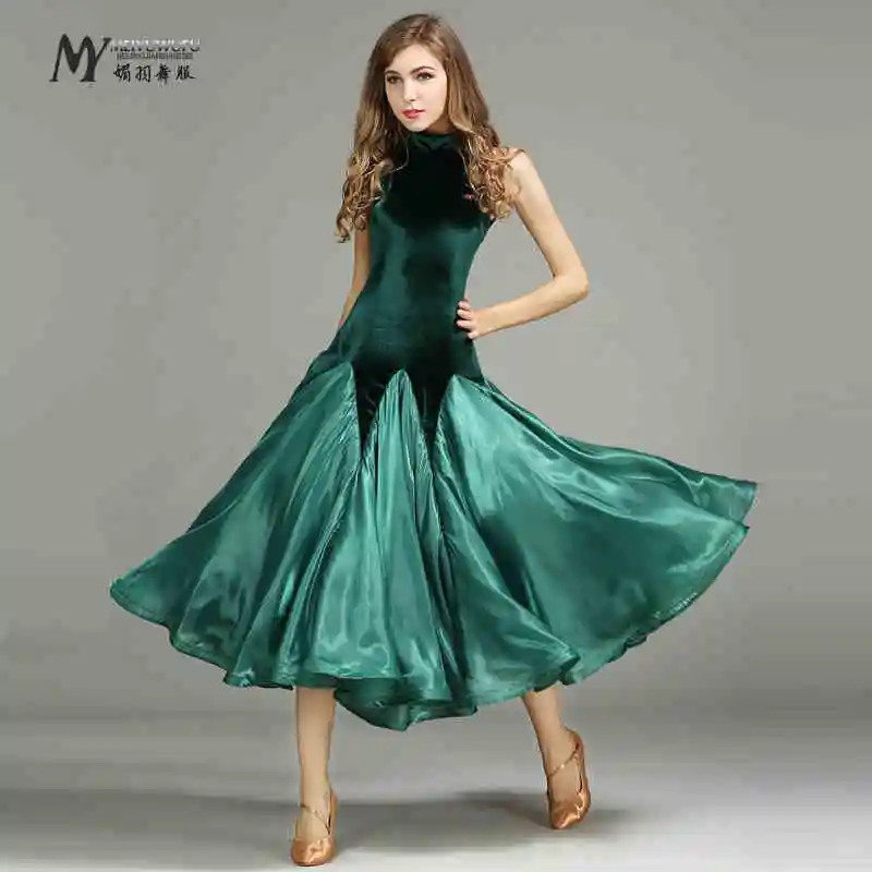 Green Standard ballroom dancing clothes ballroom dresses china waltz