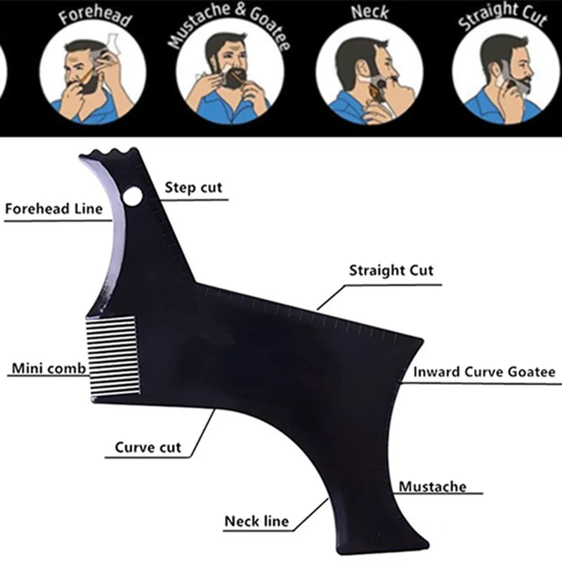 Идеальный гребень для бороды для ухода за лицом прозрачный черный трафарет гребень формирователь для бороды Стайлинг борода формирующий инструмент вкладыш-шаблон