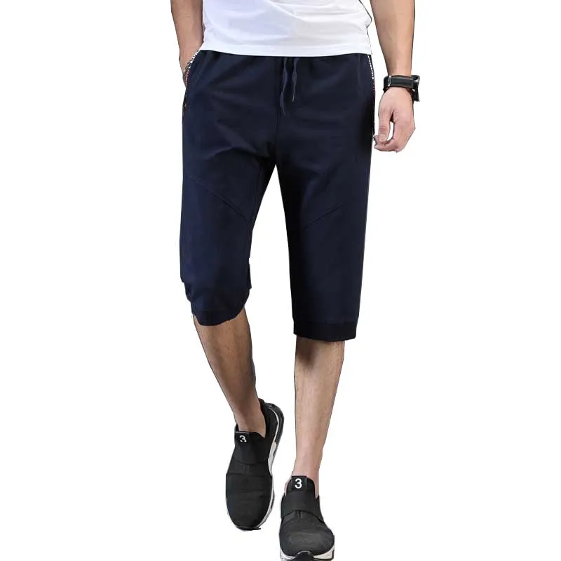 

Summer Men's Shorts Casual Sweatshort With Zipper Pocket 3/4 Length Baggy Hip Hop Exercise Joggers Short Pants Plus Size 6XL