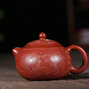 

Teapot Famous Full Manual Raw Ore Bright Red Robe Plate Xi Shi Kettle Kungfu Online Teapot Tea Set Manufactor Wholesale