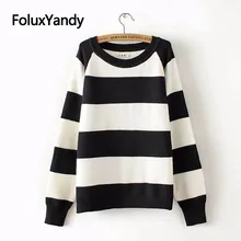 Autumn O-neck Sweater Casual Long Sleeve Striped Plus Size Women Sweater XXXL Knitting Pullovers Black Orange KKFY2772 Autumn O-neck Sweater Casual Long Sleeve Striped Plus Size Women Sweater XXXL Knitting Pullovers Black Orange KKFY2772