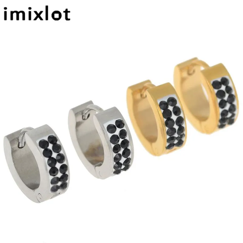 imixlot 1 Pair Rhinestone Small Hoop Earrings Women Men Jewelry Punk Ear Studs Party Accessories Pendientes De Aro | Украшения и