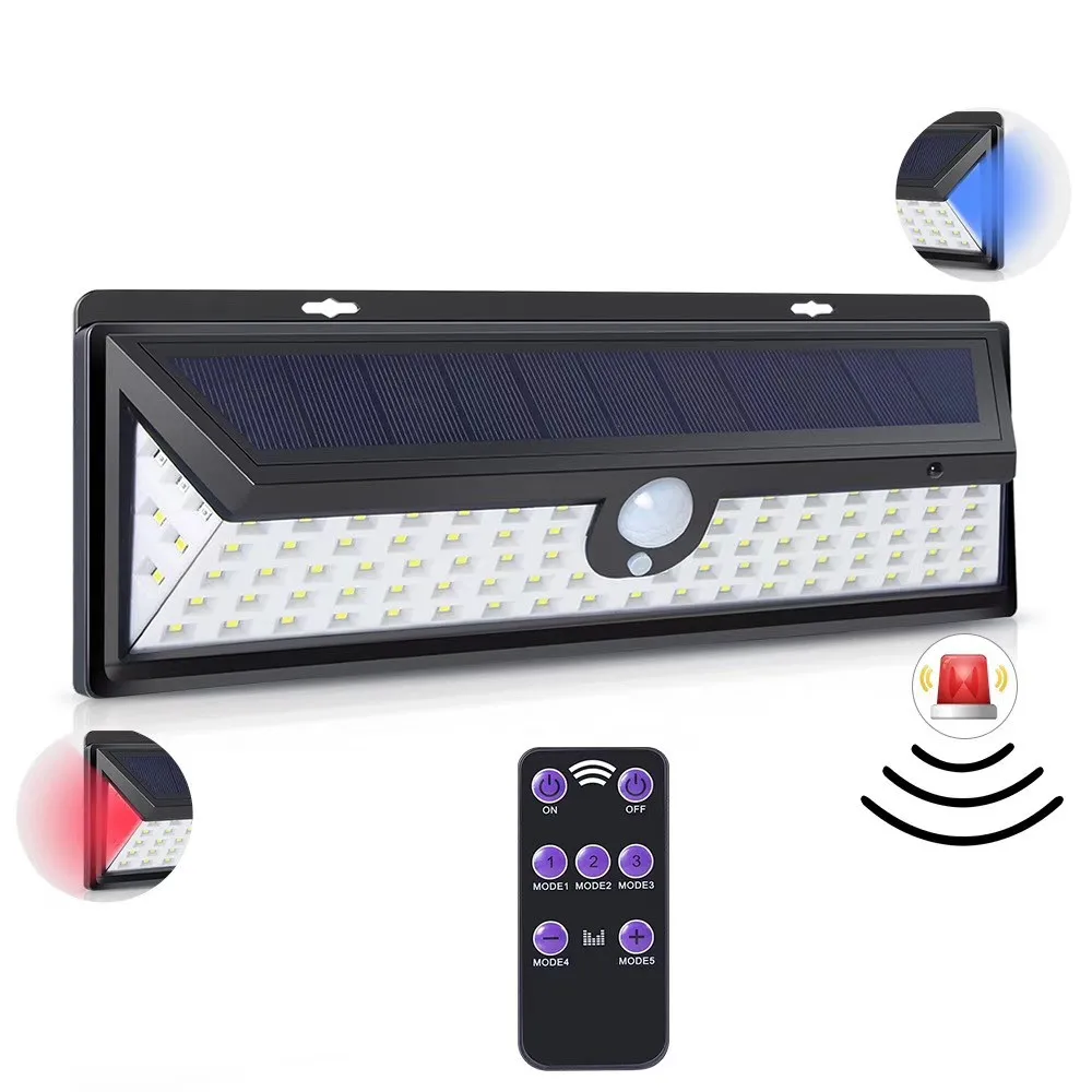 

92LED Solar Light Sensor Motion With Remote Control PIR Alarm Solar Lamp For Garden Wall Solar Outdoor Lighting