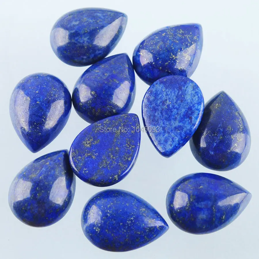 

YOWOST Free Shipping Natural Lapis Lazuli Gem Stone Teardrop Cabochon CAB No Hole Jewelry 13x18x6MM 10pcs/lot QU3044