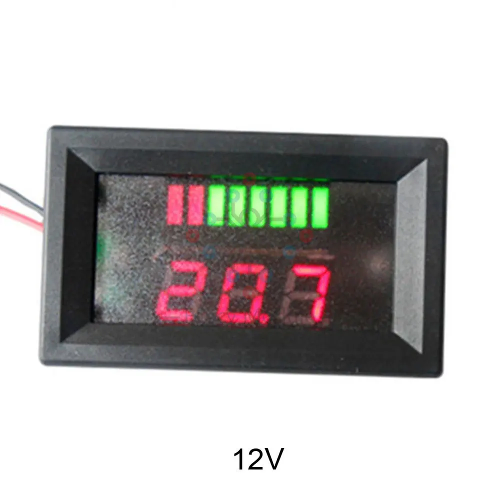 6V/12V/36V/48V Red LED Lead-Acid Battery Indicator Battery Capacity Acid Tester Voltmeter Charge Level Indicator For Arduino - Цвет: 12V