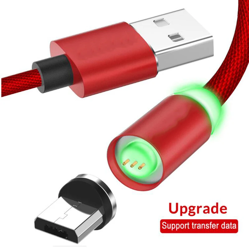 

3A Quick Charger Magnetic Cable For iPhone XS X 7 Fast Micro USB Type C USB Cable LED Sync Data Wire For Samsung S9 Phone Cable