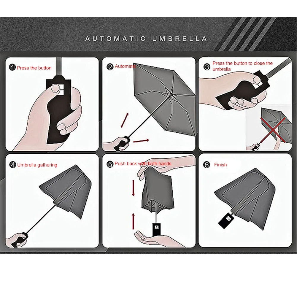 

Lightweight Windproof Travel Umbrella Automatic Folding Umbrellas Auto Open Close with 10 Ribs @LS