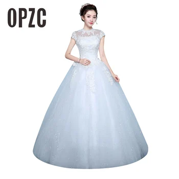 

White New Style Lace Wedding Dress Korean Style Simple Appliques Chinese Halter Wedding Gown Princess Bridal Dress Made In China