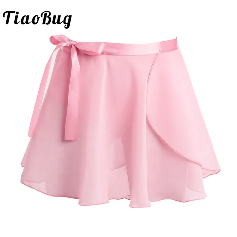 TiaoBug/детская балетная танцевальная юбка-пачка для девочек, шифоновая Базовая мини-юбка без застежки с поясом для балета, для латинских танцев