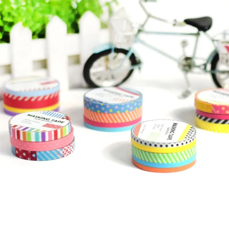 

Ayron 3 pcs/lot Small Wave Point Stripe Washi Tapes DIY Album Scrapbook Colorful Stickers Stationery School Supply 7 mm * 5 m