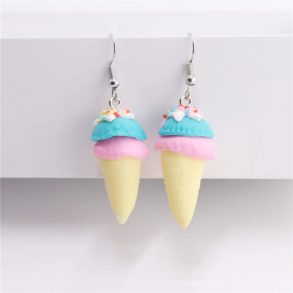 

New Handmade Polymer clay Ice cream drop Earrings Lovely Summer Holiday Jewelry for girl Best Friend Earrings
