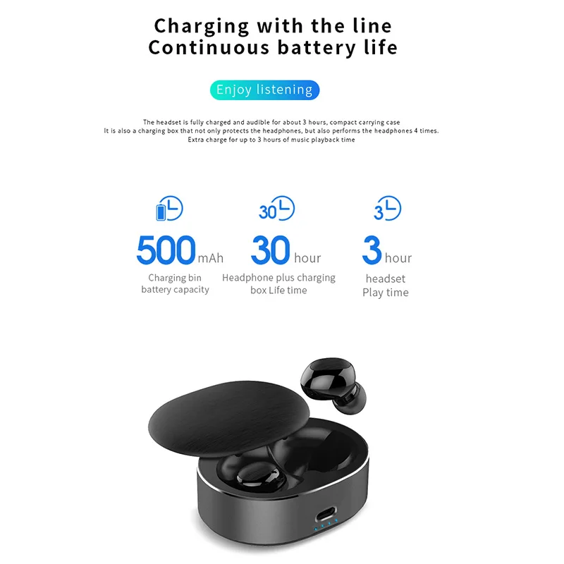 Беспроводные стерео наушники вкладыши спортивные Bluetooth со встроенным микрофоном