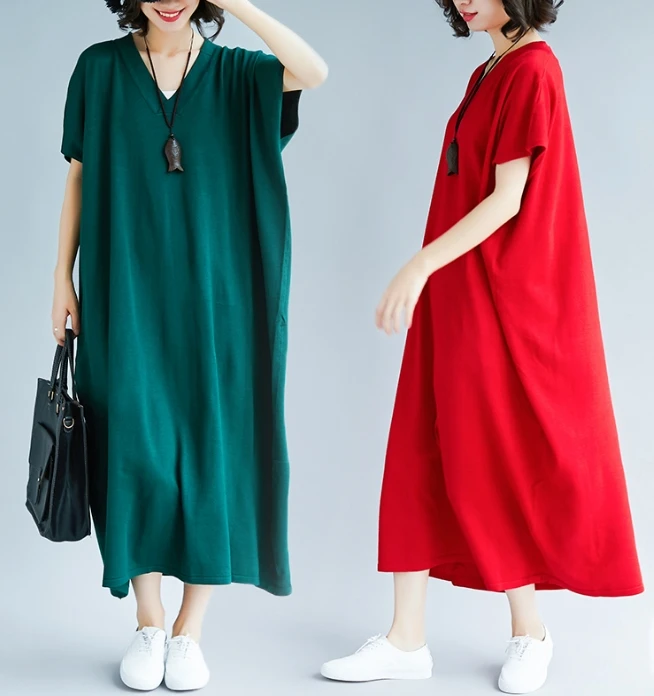 

2019 Fashion women's short-sleeve loose one-piece dress women clothes F19122