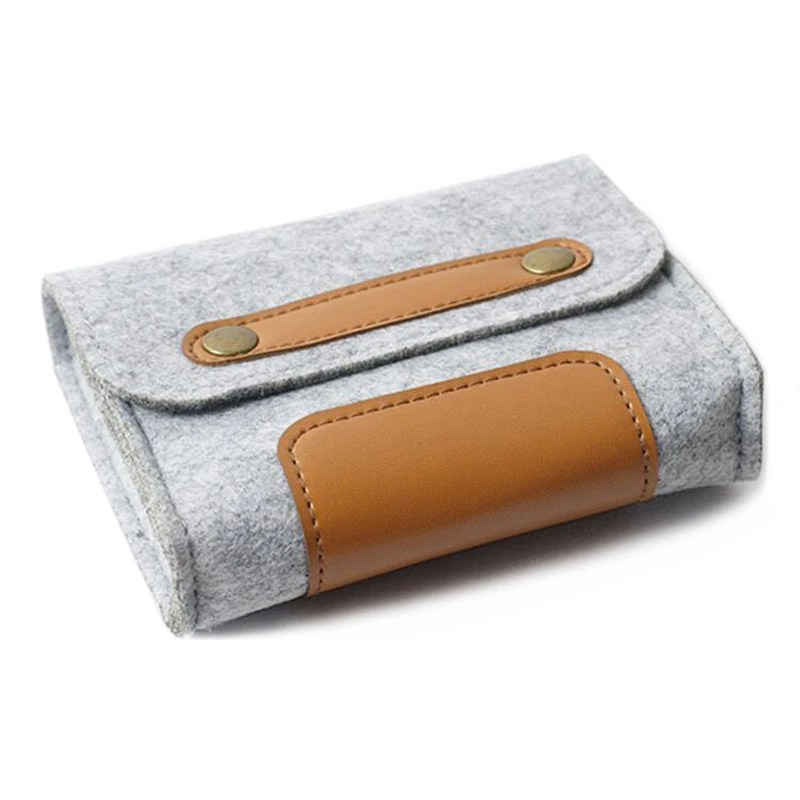 

New Fashion Felt Storage Bag Grey Green Color Mini Pouch For Power Bank Mouse Travel organizer Electronic Gadgets Organizador