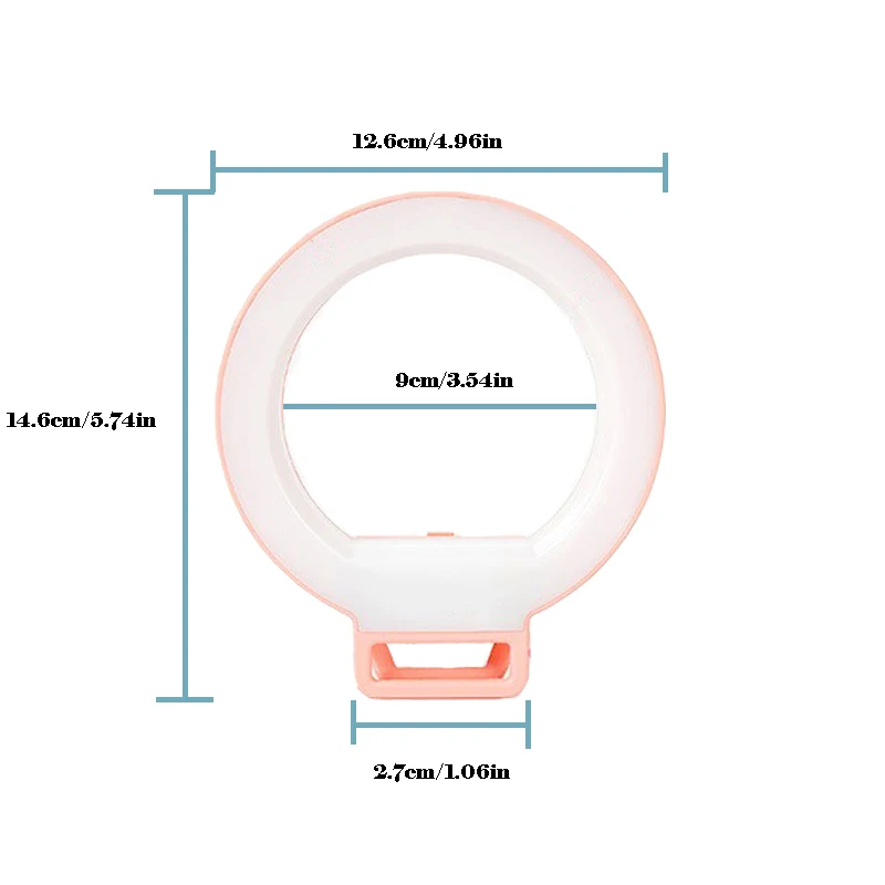 Портативный симпатичный светодиодный кольцевой светильник для селфи с клипсой, дополнительный заполняющий светильник для автопортрета iPhone, htc, смартфонов