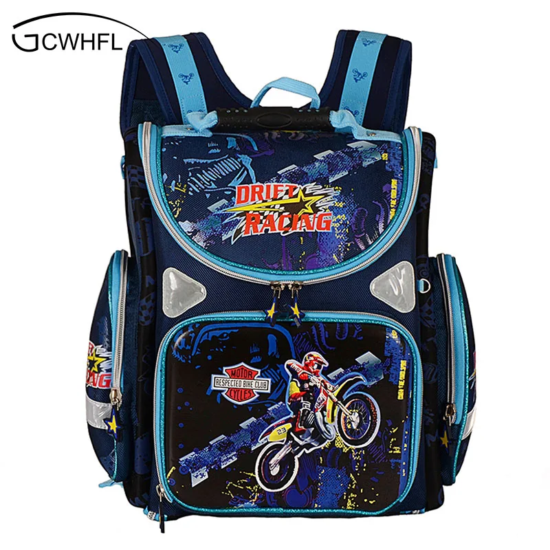 

New Arrivals 2015 Orthopedic Children School Bags For Boys School Backpacks Child Book Bag Motorbike Backpack Kids Satchel Girls