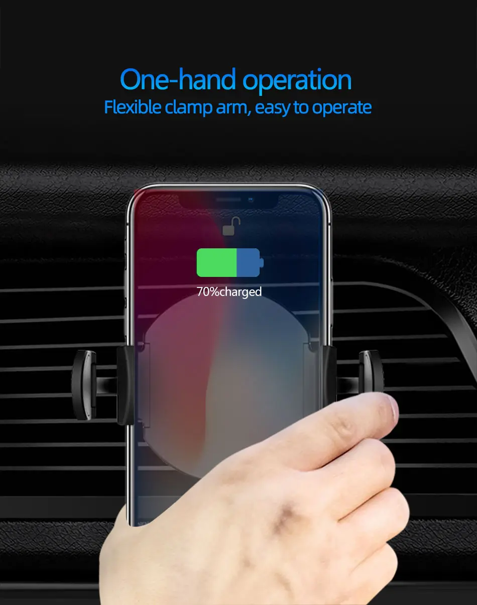 IHaitun автомобильное Qi Беспроводное зарядное устройство для iPhone XS MAX X 8 Air Vent держатель мобильного телефона для samsung Galaxy S10 S9 Подставка для зарядки